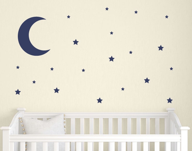 moon and stars wall decal set childrens wall decals nursery | etsy