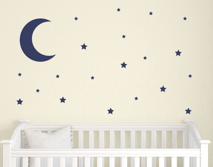 moon and stars wall decal set childrens wall decals nursery | etsy