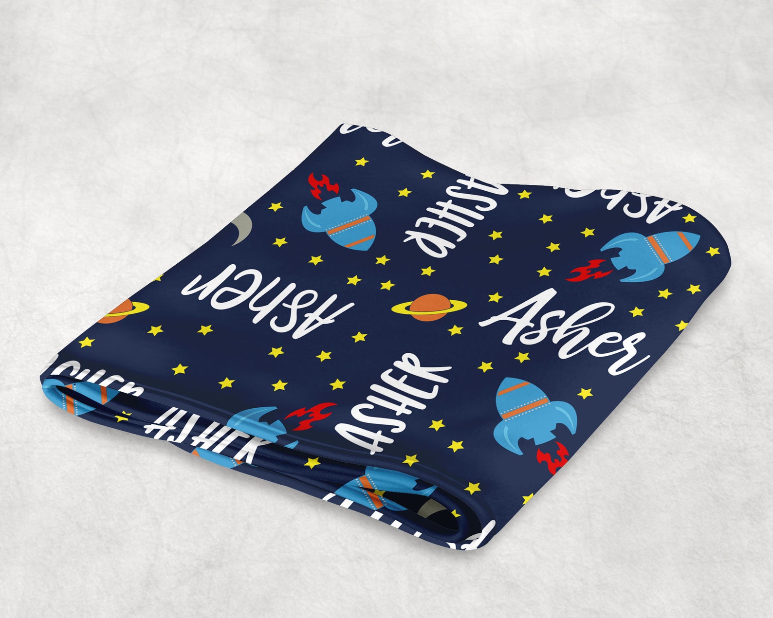 Personalized Baby Blanket Boys Blanket With Name Rocket Baby Etsy