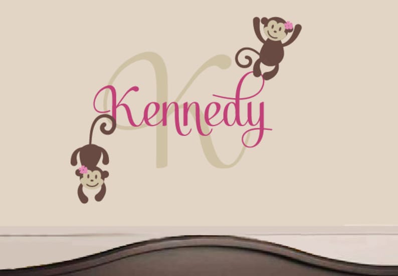 Monkey Name Wall Decal Safari Vinyl Decals Nursery Children Baby