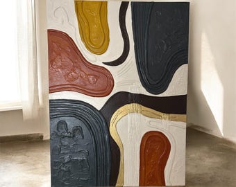 Textured Abstract Painting | Large Mixed Media Wall Art, 23.6x31.5