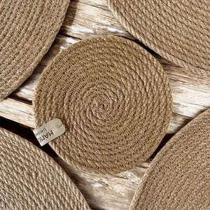 Handmade Jute Placemats and Coasters Set: Rustic Boho Table Decor image 6
