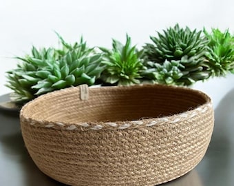 Handmade natural Jute Bowl Rustic Natural Storage Basket braid