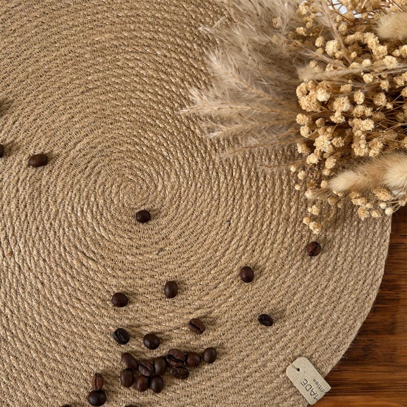 Handmade Jute Placemats and Coasters Set: Rustic Boho Table Decor image 3