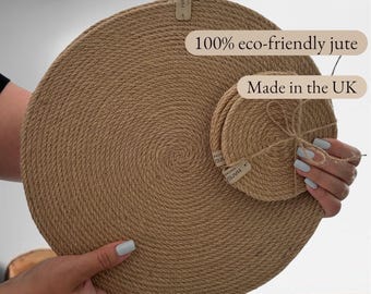 Handmade Jute Placemats and Coasters Set: Rustic Boho Table Decor