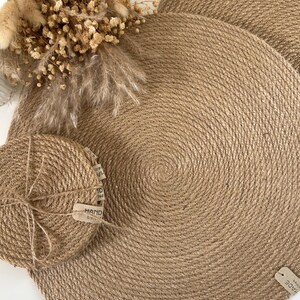 Handmade Jute Placemats and Coasters Set: Rustic Boho Table Decor image 9