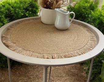 Handmade Jute Placemat with Fringe: Rustic Boho Table Decor