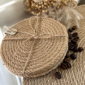 Handmade Jute Placemats and Coasters Set: Rustic Boho Table Decor image 2