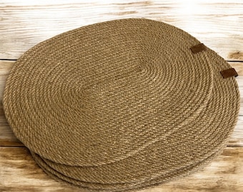 Handmade Oval Jute Placemats Rustic Natural Table Decor