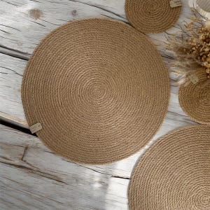 Handmade Jute Placemats and Coasters Set: Rustic Boho Table Decor image 8