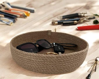 Handmade Natural Jute Storage Tray – Rustic Decorative Basket for Organizing Essentials