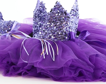 Fairy Princess Costume Set with Glitter Crown, Magic Wand & Tutu, 6th Birthday Gift