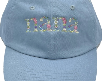 Personalized Embroidered Floral Hat Custom Name Grandma Nana Mimi Grammy Mom Gift