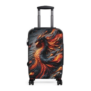 Fiery Lava Dragon Kids Rolling Suitcase: Carry-On Travel Bag