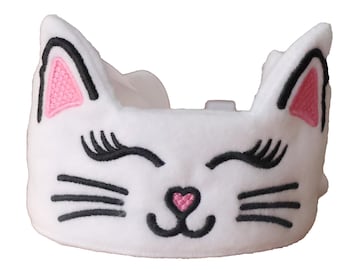 White Pink Cat Ears Crown, Girls Birthday Headband, Kitten Party Costume