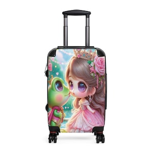 Princess Kissing Frog Kids Rolling Luggage: Travel Suitcase