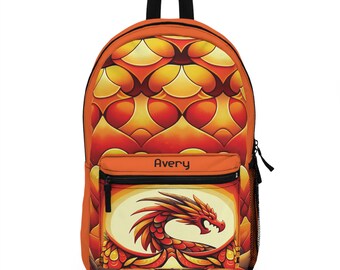 Personalized Kids Dragon Backpack: Sunrise Scale Design, Back to School Bag