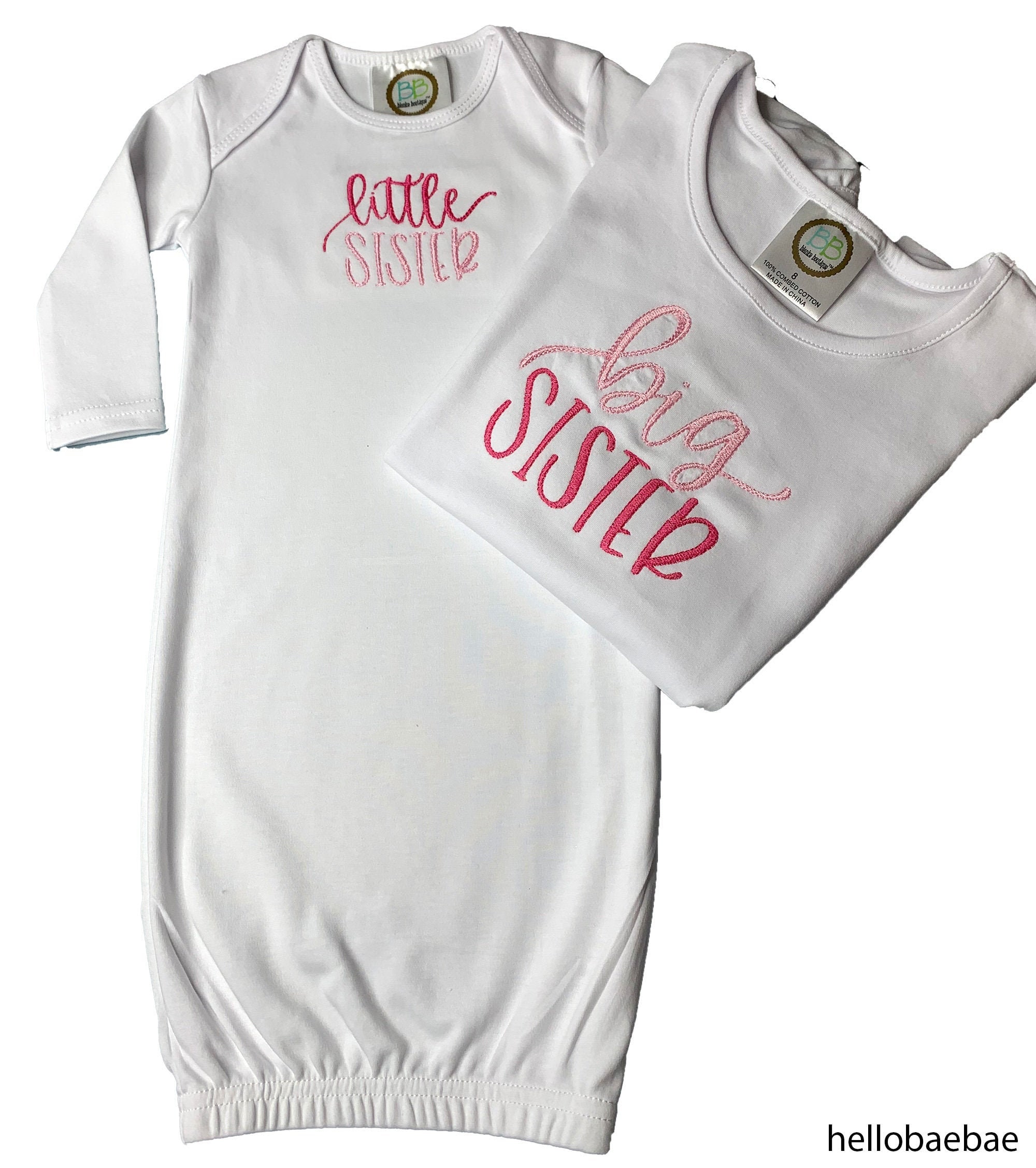 YQYJA Neugeborenes Baby Mädchen Kleidung Big SIS/Lil SIS Brief Print Kurzarm Rundhals T-Shirt oder Strampler