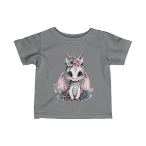Adorable Floral Baby Dragon Toddler T-Shirt, Toddler Dragon Tee, Kids Fantasy Shirt, Dragon Clothing, Multiple Colors, Unisex Baby Tee