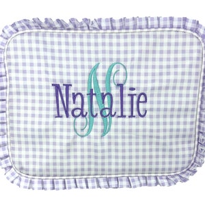 Personalized Cosmetic or Wash Bag, Personalized Toiletry Bag, Kids Gingham Bag, Gift for Girls, Birthday Gift
