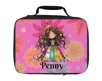 Personalized Princess Lunch Bag: Floral Design, Custom Name