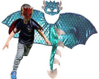 Kids Dragon Wings with Tail: Metallic or Cotton Costume (Ages 4-8)