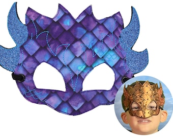 Maschera da drago viola per bambini: costume da gioco fantasioso, vestito di Halloween