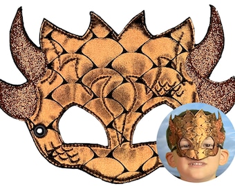 Gold Kids Dragon Mask: Kids Halloween Costume, Imaginative Play