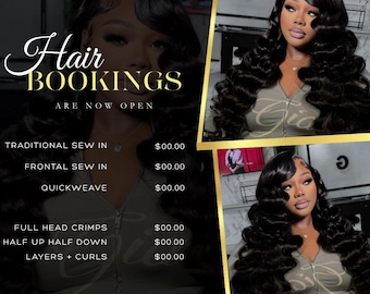 Canva Flyer Template: Install Bookings Open - Hairstylist, Lash Tech (Digital Download)