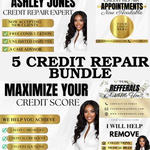 Credit Repair Bundle, Credit Repair Instagram Templates, Credit Repair Flyers, Credit repair posts, Credit Template, Canva Editable Template