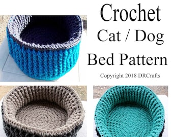 Crochet Cat or Dog Bed Pattern, Instant Download Pattern Only, Easy Crochet Cat Bed, Easy Crochet Dog Bed