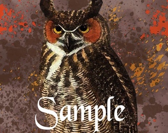 5x7 Owl Greeting Card Instant Download, Ready To Print Owl Greeting Card Instant Download