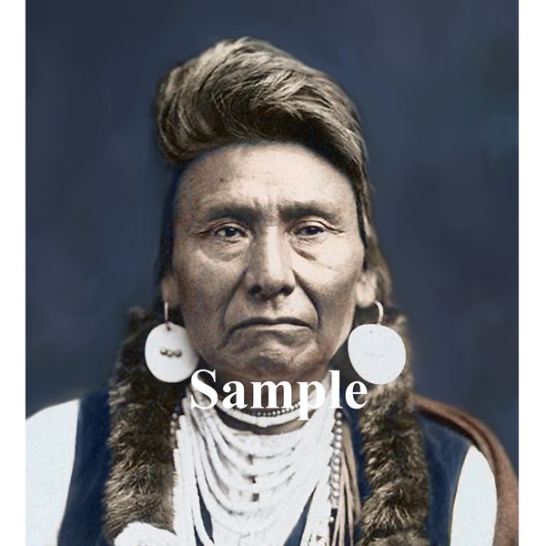 Chief Joseph, Nez Perce, Colorized and Restored Vintage Photo Instant Download and Ready to Print, Poster Size Chief Joseph Restored Photo