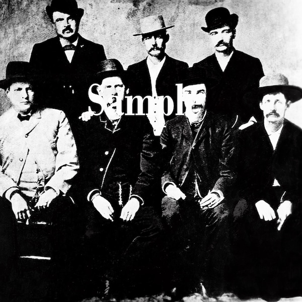Restored Vintage Wyatt Earp, Bat Masterson Photo Digital Download, Vintage Old West Lawmen Wyatt Earp Instant Download, Old West Wall Art