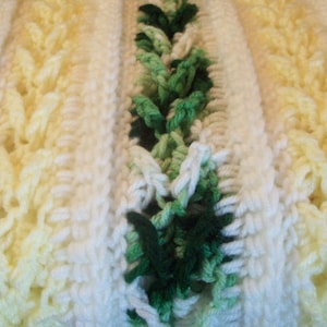 Handmade Blanket, Green and Yellow Blanket, Crochet Blanket in Green, Yellow and White for Baby, Lap Blanket or Wheelchair Blanket