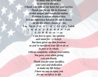 Heartfelt Thanks to Veterans Ready to Print Instant Download, Patriotic Veterans Wall Art, Thank You to Veterans