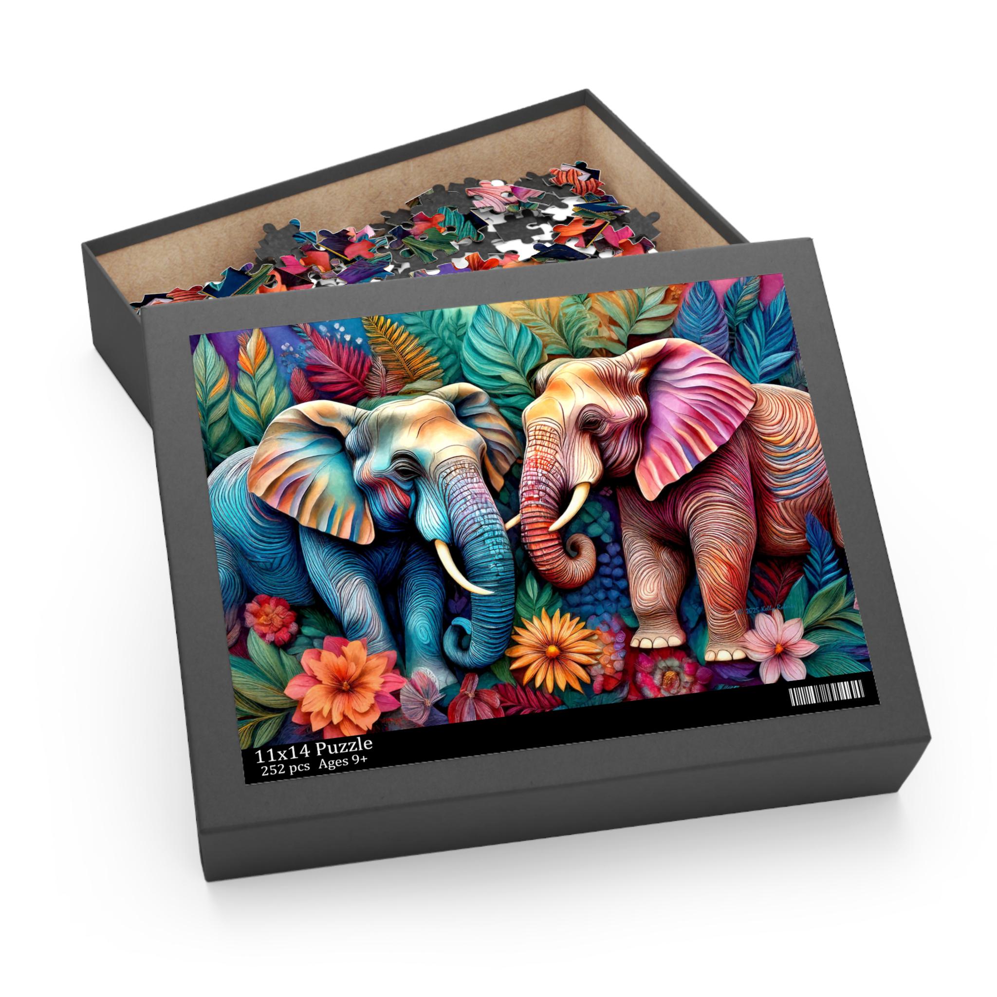 Colorful Elephant Puzzle - 120, 252, 500-piece Jigsaw for Family