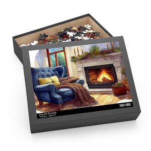 Cozy Fireplace Puzzle - Perfect for Family Nights, Gift for Puzzle Lovers, 120-500 Piece Indoor Activity, Winter Decor