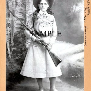 Annie Oakley Minimally Restored Photo and in Black and White, 11x14 inch Instant Download Historical Vintage Photo of Annie Oakley