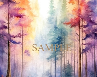 Beautiful Misty Forest Landscape Poster Instant Download, 20x30 inch Nature Poster, Forest Landscape Poster Wall Art, Landscape