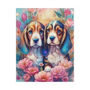 Adorable Basset Hound Puppies  Puzzle, 110-520-piece Jigsaw for Dog Lovers, Kids & Adults, Perfect Gift for Pet Owners, Puzzle Night