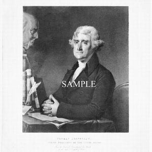 Thomas Jefferson Minimally Restored Photo in Black and White and Sepia, 11x14 Instant Download Minimally Restored Thomas Jefferson Photo