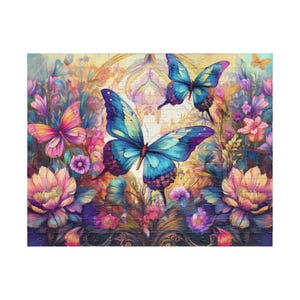 Butterfly Garden Puzzle | Colorful Floral Design, Adult & Kids Puzzle, Mindfulness Activity, Gift for Nature Lovers