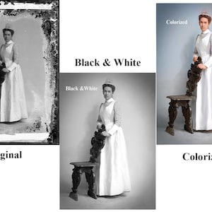 Restored Vintage Photo of Unknown Nurse Circa Approx. Late 1800s, B&W and Colorized Instant Download and Ready to Print Vintage Nurse Photo