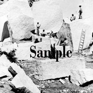 Gerestaureerde vintage foto van de Mormoonse tempel granietgroeve 1872, Instant Download vintage foto, zwart-witte muurkunst, vintage wanddecoratie