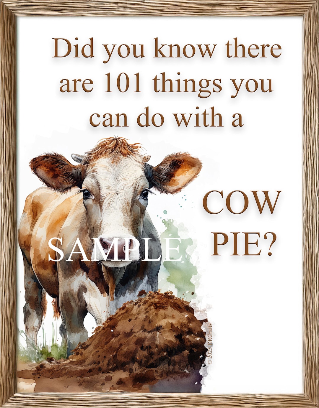 Cow Pie Instant Download Wall Art, Funny Cow Pie Poster for Bedroom ...