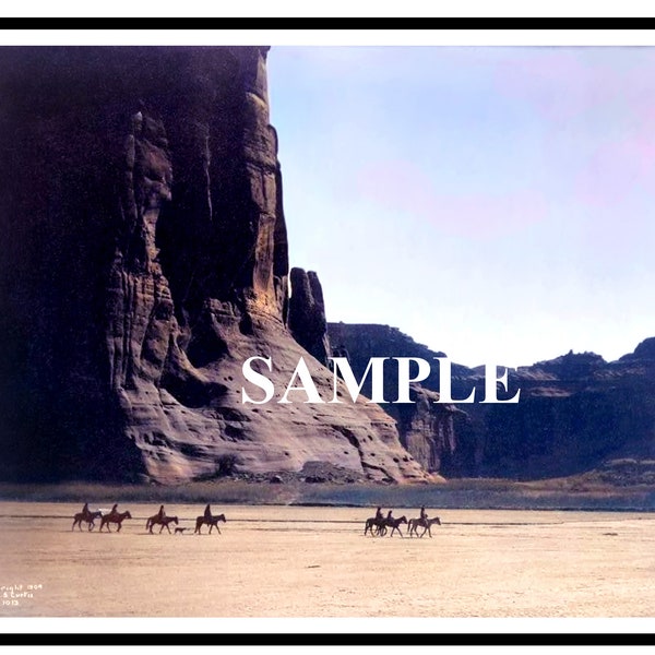 Navajo Riders in Canyon de Chelly by Edward S Curtis Colorized and Black and White 10x8 Instant Download and Ready to Print Photo