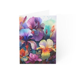 Lebhaftes Iris Grußkarten-Set - Perfekt für alle Anlässe, Geburtstagswünsche, Dankesnotizen und mehr! (1, 10, 30, 50 Stück)