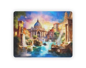 Roman Fountains Puzzle, 30-Large Piece: Enchanting Rome Scene, Fun Educational Activity, Perfect for Family Time, Gifting, Learning