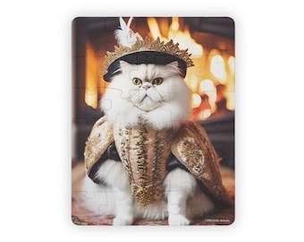 King Cat in Costume Kids' Puzzle, 30-Piece, Great Puzzle for Kids or Adults with Dementia or Alzheimers, Large Pieces